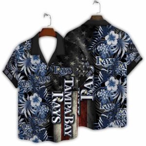 Tampa Bay Rays Floral And Flag American Hawaiian Shirt