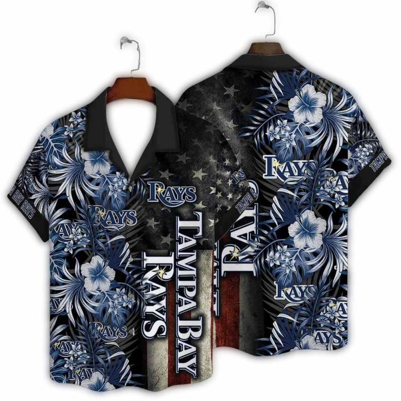 Tampa Bay Rays Floral and Flag American Hawaiian Shirt 1