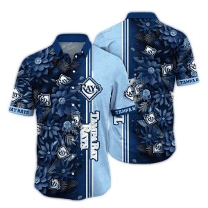 Tampa Bay Rays Flower Blossom Stripe Hawaiian Shirt