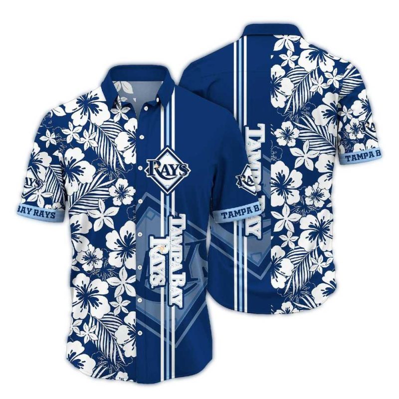 Tampa Bay Rays Flower Leaf Stripe Vintage Hawaiian Shirt 1