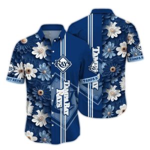 Tampa Bay Rays Flower Stripe Hawaiian Shirt