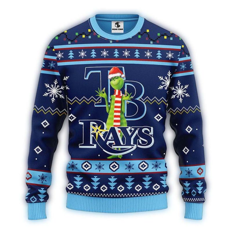 Tampa Bay Rays Funny Grinch Christmas Ugly Sweater 1