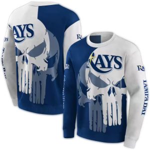Tampa Bay Rays Graphic Skull Punisher All Over Print Sweatshirt