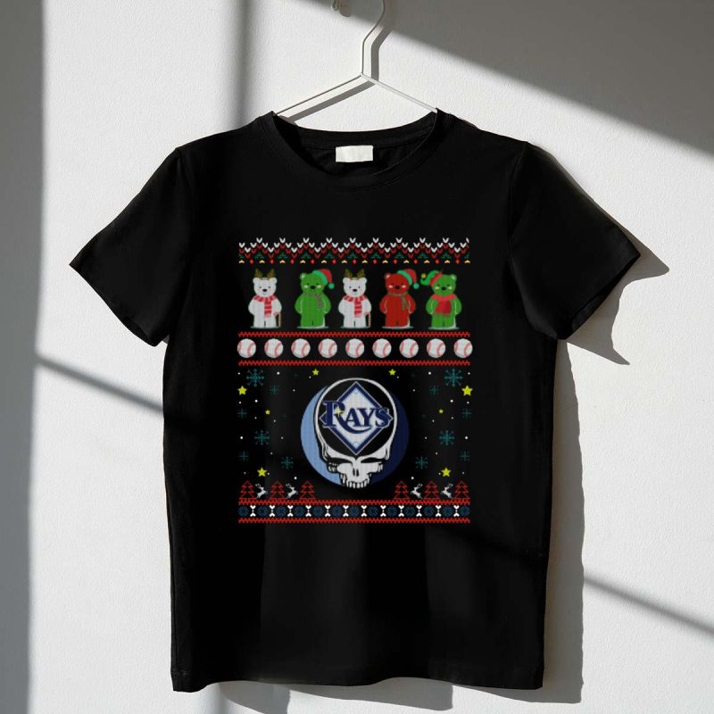 Tampa Bay Rays Grateful Dead Bears Baseball Christmas Themed T Shirt t shirt 1 1