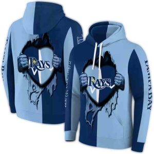 Tampa Bay Rays Heartbeat Graphic All Over Print Hoodie