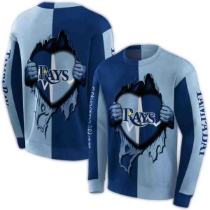 Tampa Bay Rays Heartbeat Graphic All Over Print Sweatshirt