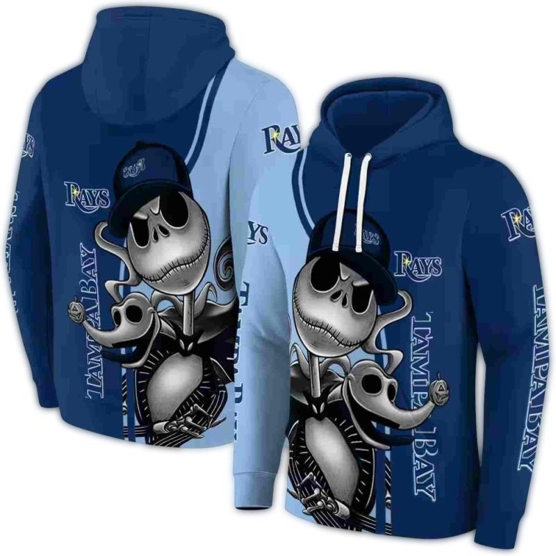 Tampa Bay Rays Jack Skellington and Zero Halloween AOP Hoodie 1