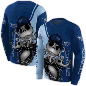 Tampa Bay Rays Jack Skellington And Zero Halloween All Over Print Sweatshirt