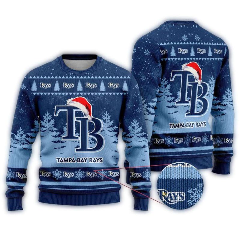 Tampa Bay Rays Logo Santa Christmas Ugly Sweater 1
