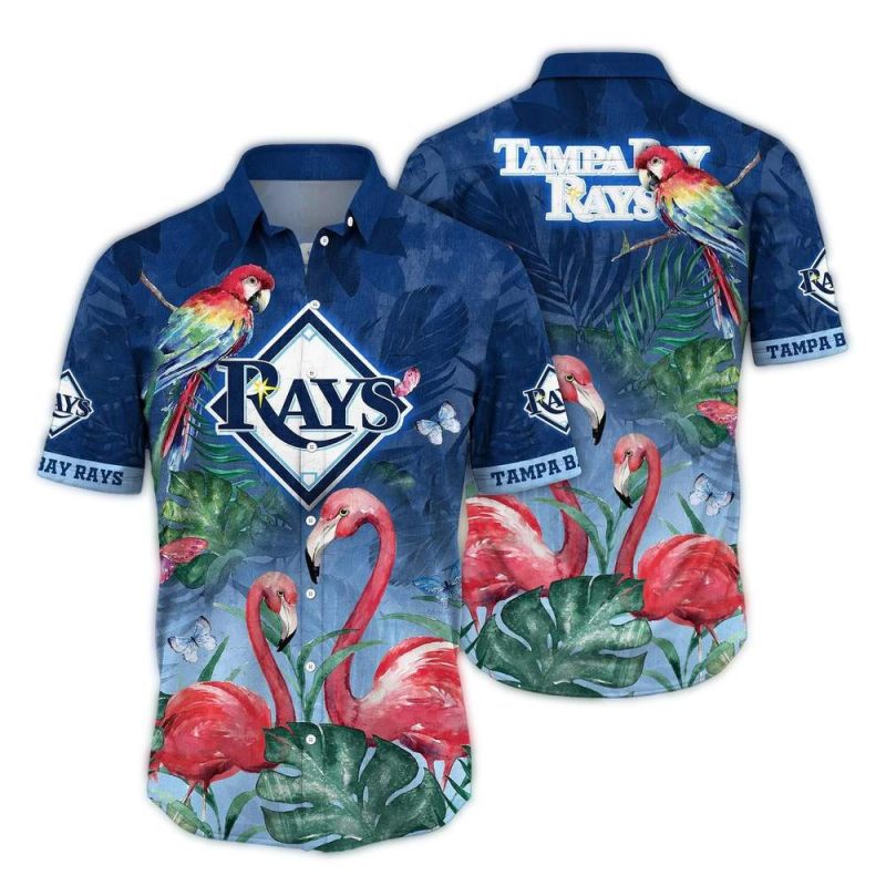 Tampa Bay Rays Parrot and Flamingo Art Hawaiian Shirt 1