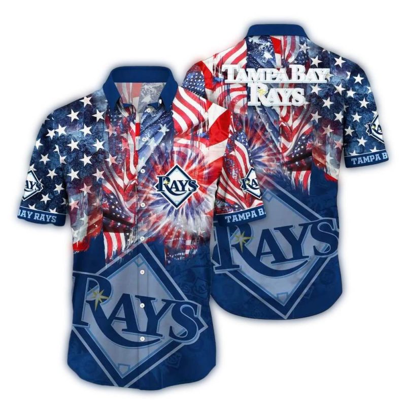 Tampa Bay Rays Patriotic Fireworks Hawaiian Shirt 1