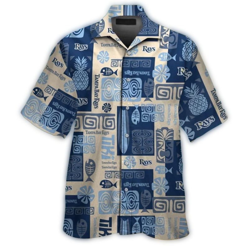 Tampa Bay Rays Pattern Tiki Fish and Fruit Hawaiian Shirt 1