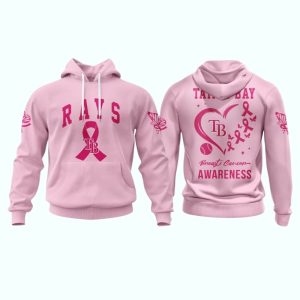 Tampa Bay Rays Pink Breast Cancer Awareness All Over Print Hoodie