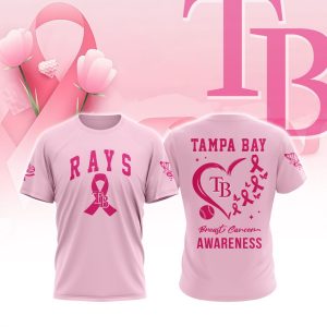 Tampa Bay Rays Pink Breast Cancer Awareness All Over Print T-Shirt