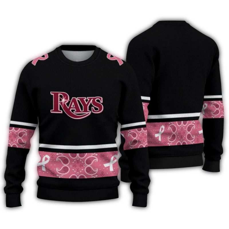 Tampa Bay Rays Pink Ribbon Black Pink Ugly Sweater 1