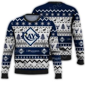 Tampa Bay Rays Christmas Sweater With Reindeer And Snowflake Design