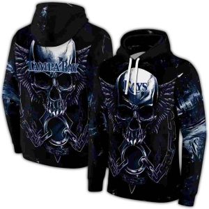 Tampa Bay Rays Skull Artwork All Over Print Hoodie