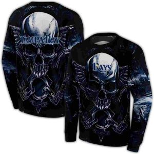 Tampa Bay Rays Skull Artwork All Over Print Sweatshirt