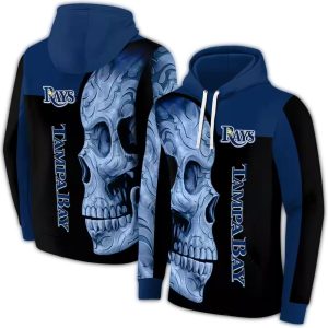 Tampa Bay Rays Skull Motif All Over Print Hoodie