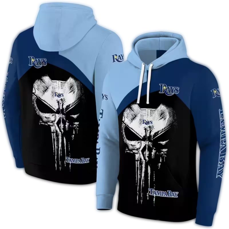 Tampa Bay Rays Skull Punisher AOP Hoodie 1