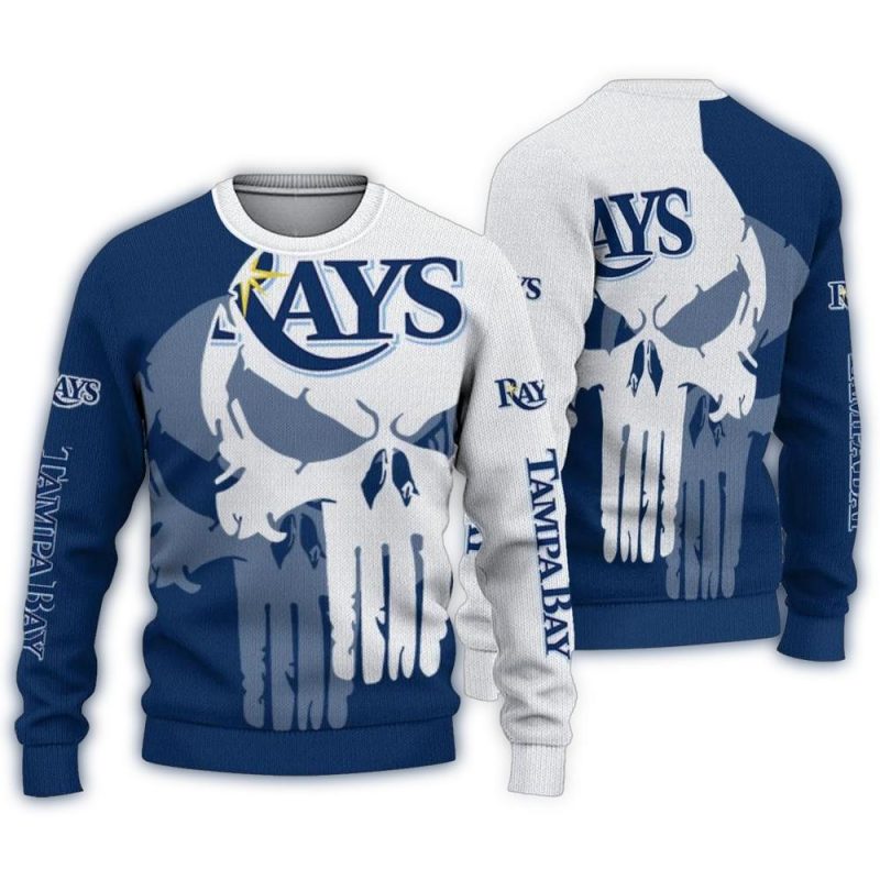 Tampa Bay Rays Skull Split Ugly Sweater 1