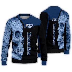 Tampa Bay Rays Skull Swirl Ugly Christmas Sweater For Fans
