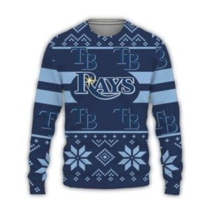 Tampa Bay Rays Ugly Christmas Sweater With Snowflakes And Stripes