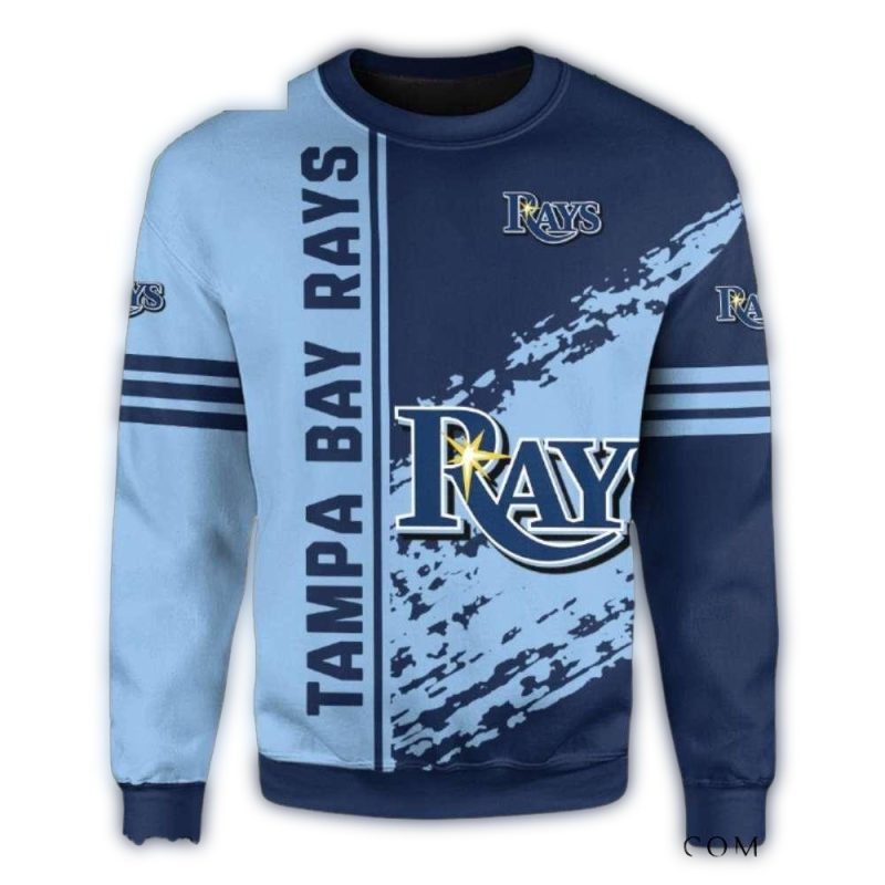 Tampa Bay Rays Split Color Stripes Ugly Christmas Sweater 1