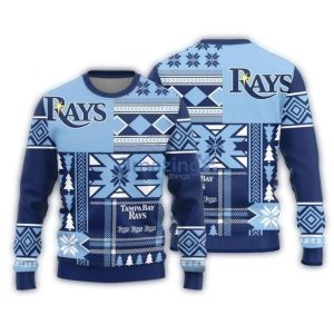 Tampa Bay Rays Striped Ugly Christmas Sweatshirt For Holiday Cheer