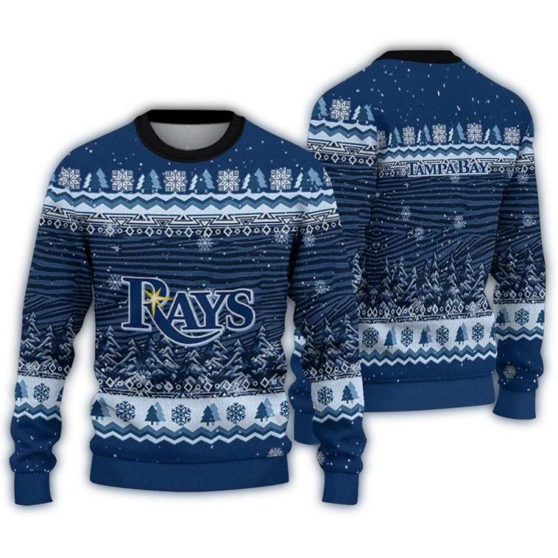 Tampa Bay Rays Tree Pattern Ugly Sweater 1
