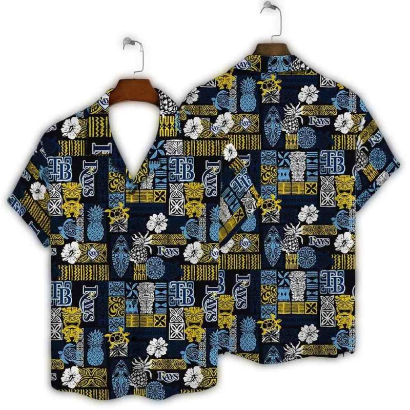 Tampa Bay Rays Tribal Patchwork Vintage Hawaiian Shirt 1