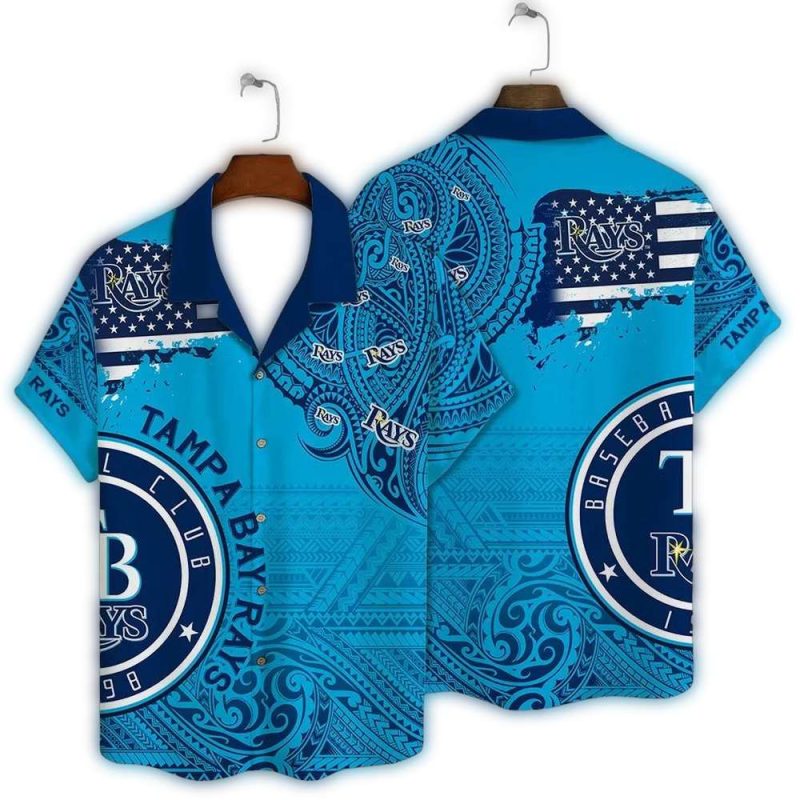 Tampa Bay Rays Tribal Wave Hawaiian Shirt 1
