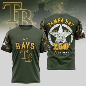 Tampa Bay Rays Us Army 250Th Birthday All Over Print T-Shirt
