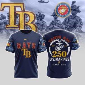 Tampa Bay Rays Usmc 250Th Birthday All Over Print T-Shirt