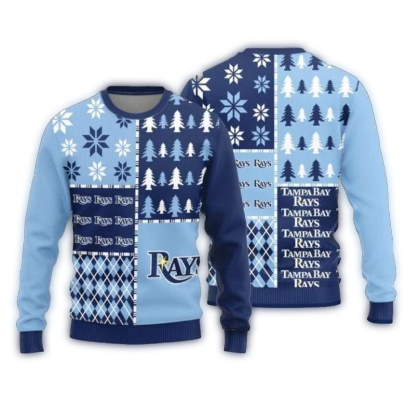 Tampa Bay Rays Winter Forest Patchwork Ugly Sweater 1
