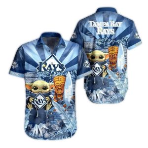 Tampa Bay Rays With Baby Yoda And Tiki Tropical Hawaiian Shirt