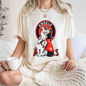 Tattoo Cat Los Angeles Angels Baseball Logo I Love Angels T Shirt