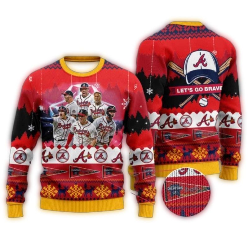 Team Celebration Atlanta Braves Ugly Christmas Sweater 1