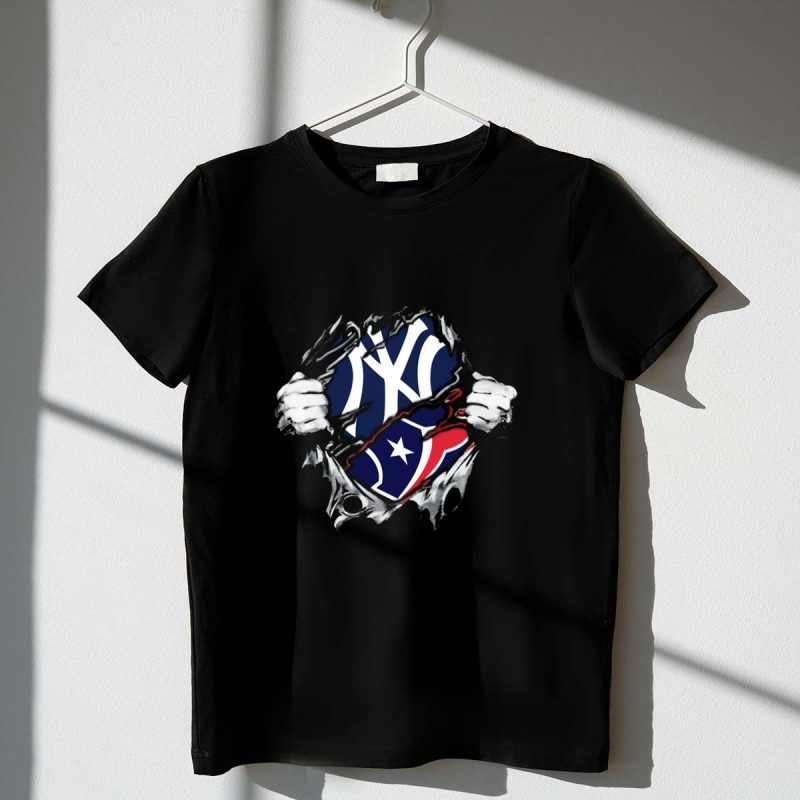 Texans Yankees Logo Fusion with Tearing Hands T Shirt t shirt 1 1