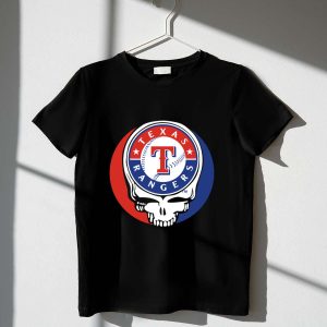 Grateful Dead Inspired Texas Rangers Baseball Skull T-Shirt For Fans