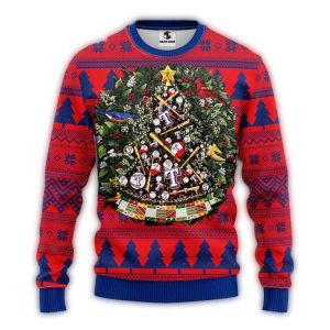 Texas Rangers Baseball Tree Ornaments Christmas Ugly Sweater
