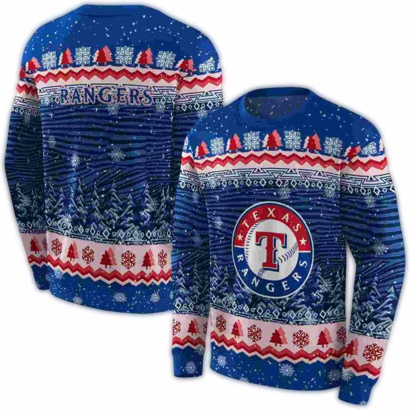 Texas Rangers Christmas Trees AOP Sweatshirt 1