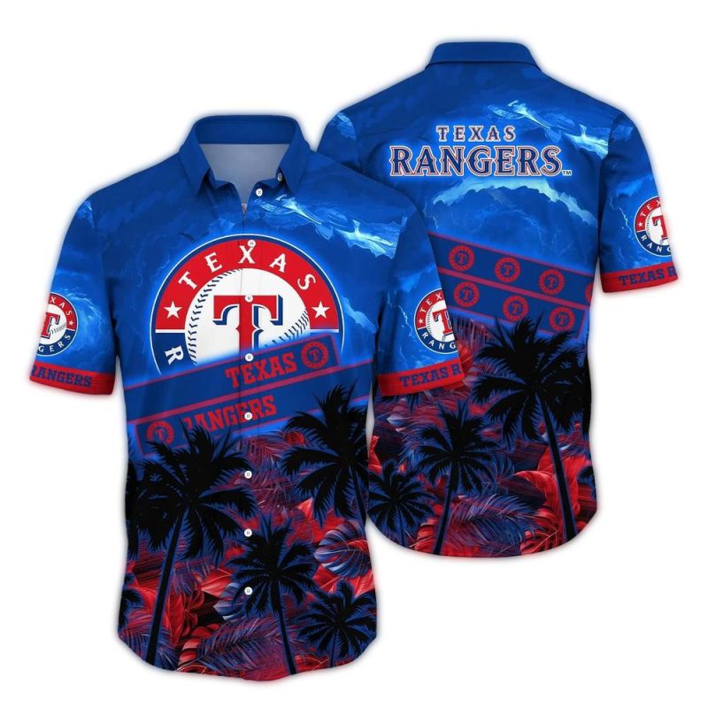 Texas Rangers Coconut Pattern Tropical Hawaiian Shirt 1