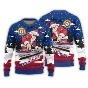 Texas Rangers Dj Santa Turntables Christmas Ugly Sweater