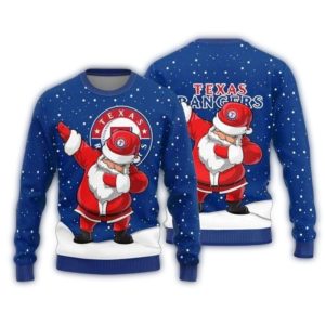 Texas Rangers Dabbing Santa Snowflakes Blue Ugly Sweater