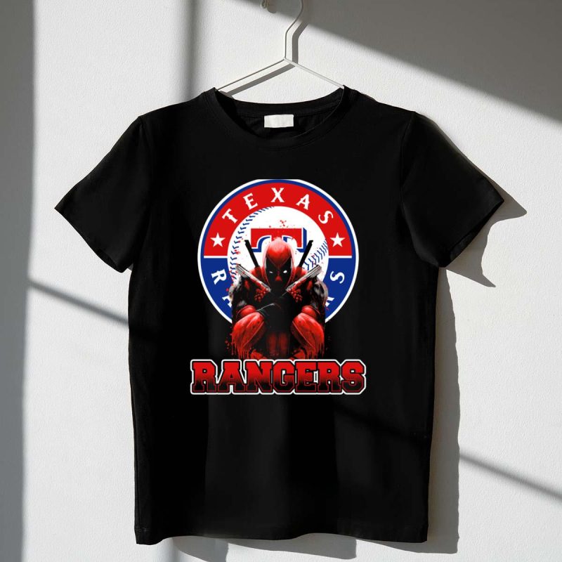 Texas Rangers Deadpool Crossover with Baseball T Shirt t shirt 1 1