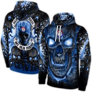 Texas Rangers Demonic Skull All-Over Print Hoodie