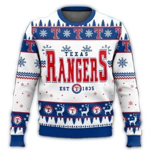 Texas Rangers Established 1835 Snowflakes Ugly Sweater