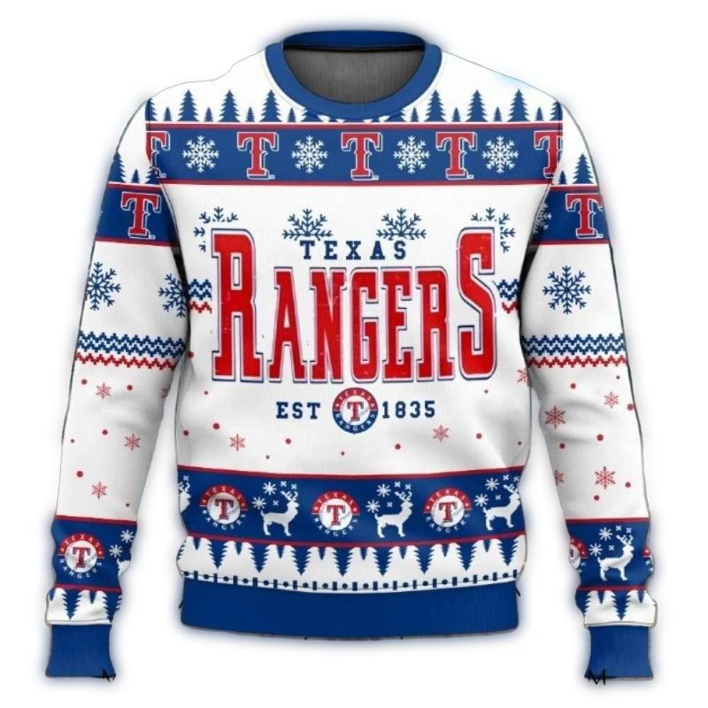 Texas Rangers Established 1835 Snowflakes Ugly Sweater 1
