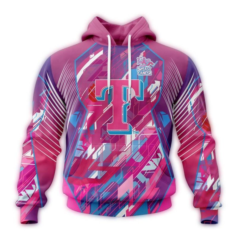 Texas Rangers Fearless Against Breast Cancer AOP Hoodie 1